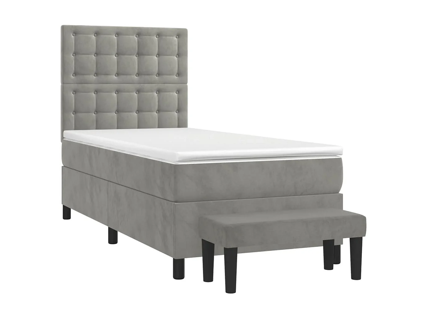 Conjunto Boxspring - 80x200 cm + Somieres + colchón terciopelo gris claro ES35390