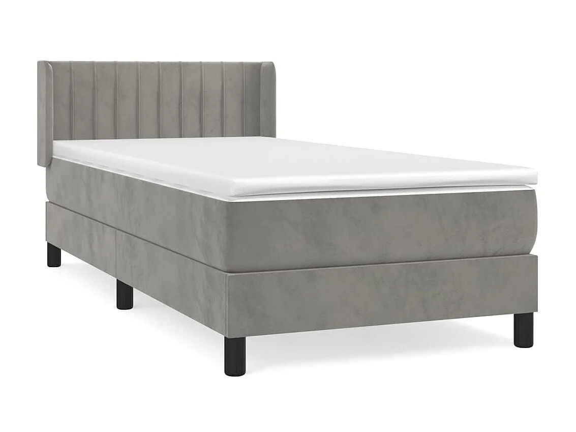 Ensemble complet boxspring - 80x200 cm + sommier tapissier + matelas Gris clair Velours SRGW19279