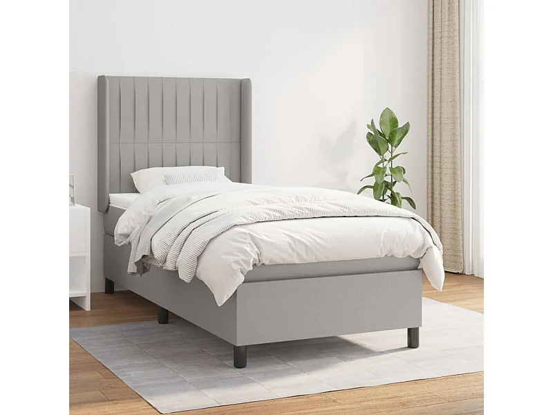 Conjunto Boxspring - 80x200 cm + Somieres + colchón tela gris claro ES36638