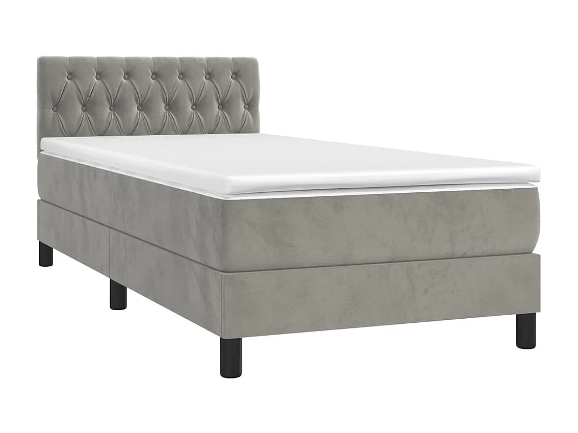 Conjunto Boxspring - 90x190 cm + Somieres + colchón terciopelo gris claro ES35950