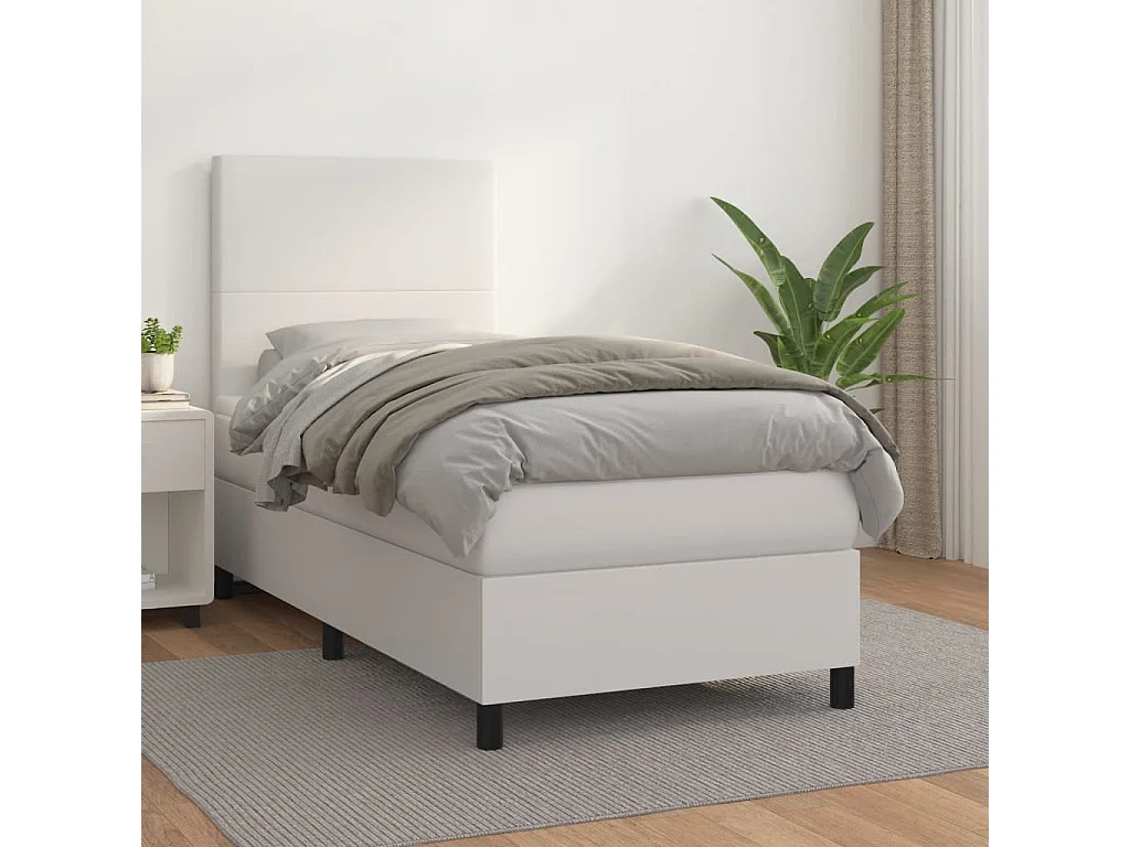 Boxspringbett mit Matratze,Bett für Schlafzimmer Weiß 80x200 cm Kunstleder -CFW83066