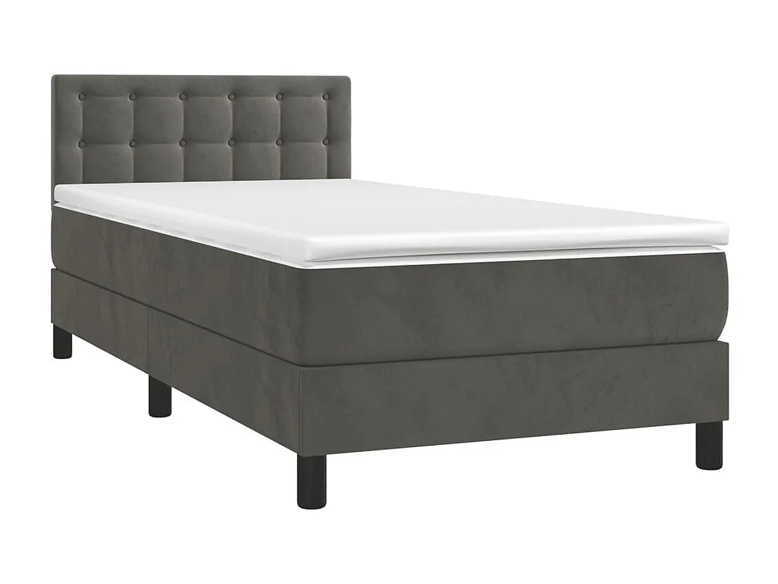 Cama continental c/ colchão/LED 80x200 cm veludo cinzento-escuro PT422688