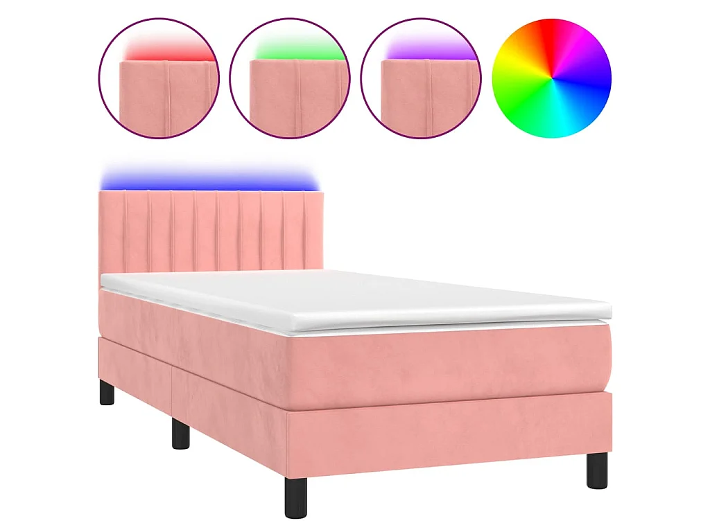 LED-Boxspringbett mit Matratze,Bett für Schlafzimmer Rosa 100x200 cm Samt -CFW73818