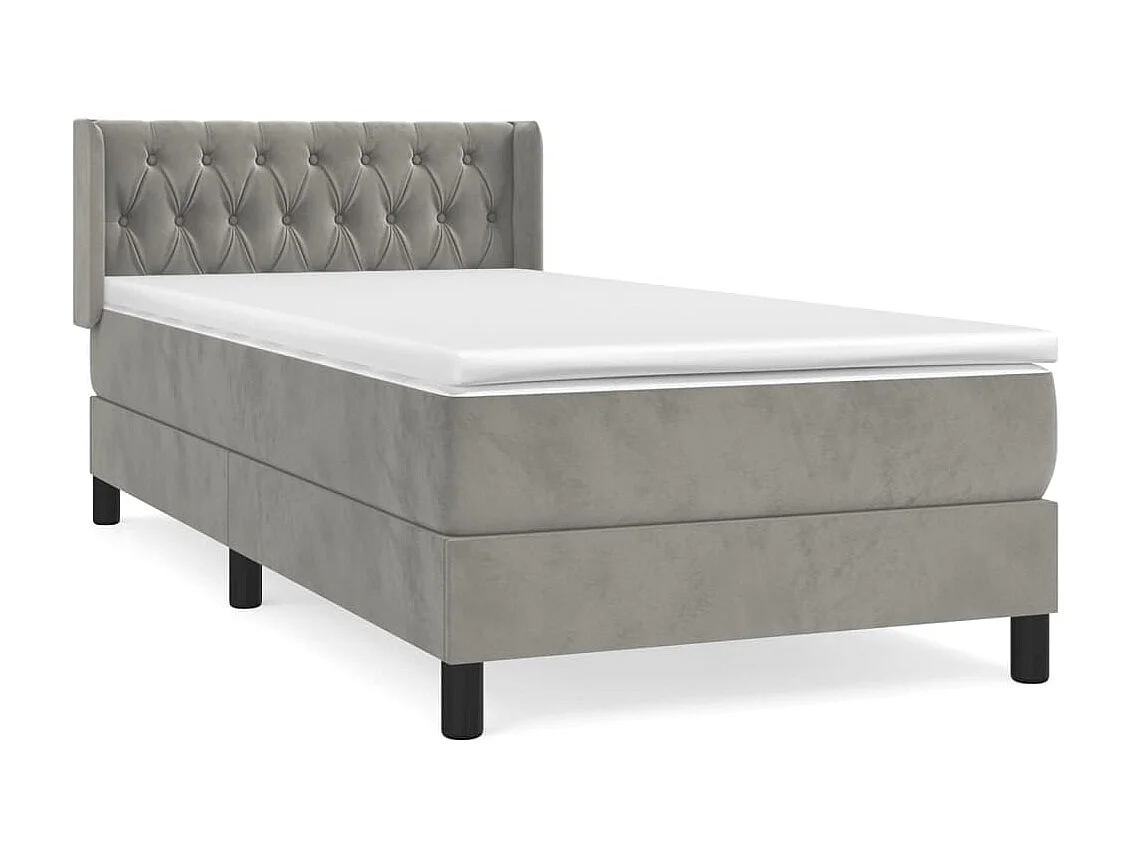 Boxspringbett mit Matratze,Bett für Schlafzimmer Hellgrau 90x200 cm Samt -CFW71195