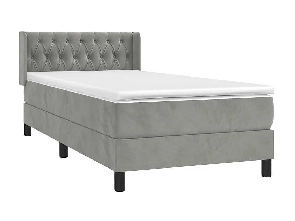 Boxspringbett mit Matratze,Bett für Schlafzimmer Hellgrau 90x200 cm Samt -CFW71195