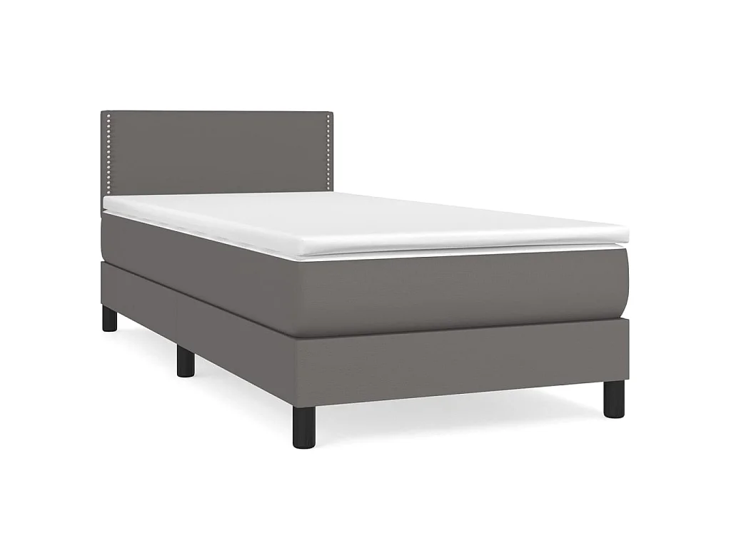 Boxspringbett mit Matratze,Bett für Schlafzimmer Grau 90x190 cm Kunstleder -CFW41620
