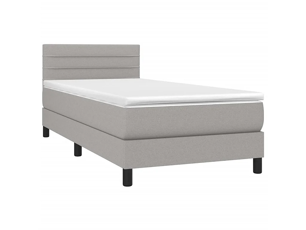 LED-Boxspringbett mit Matratze,Bett für Schlafzimmer Hellgrau 90x190 cm Stoff -CFW53485