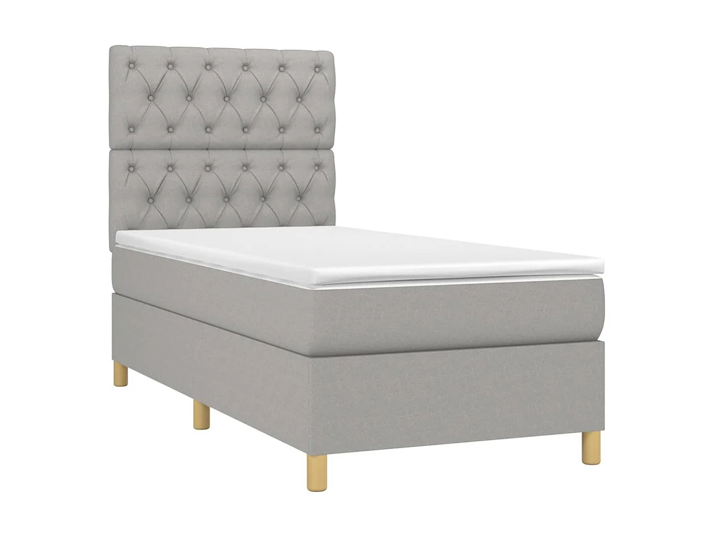 Conjunto Boxspring - 80x200 cm + Somieres + colchón + luces LED tela gris claro ES43595