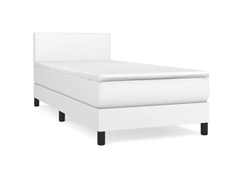Ensemble complet boxspring - 80x200 cm + sommier tapissier + matelas Blanc Similicuir SRGW77020