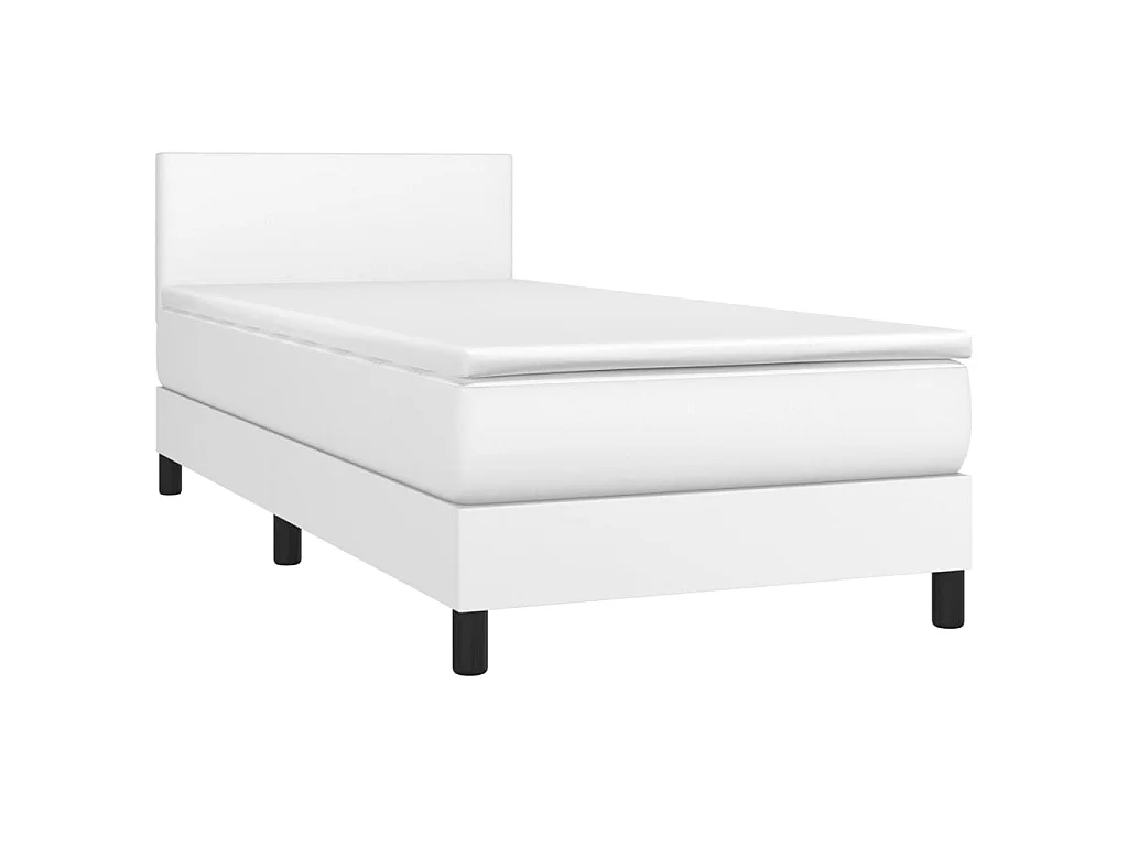 Ensemble complet boxspring - 80x200 cm + sommier tapissier + matelas Blanc Similicuir SRGW77020