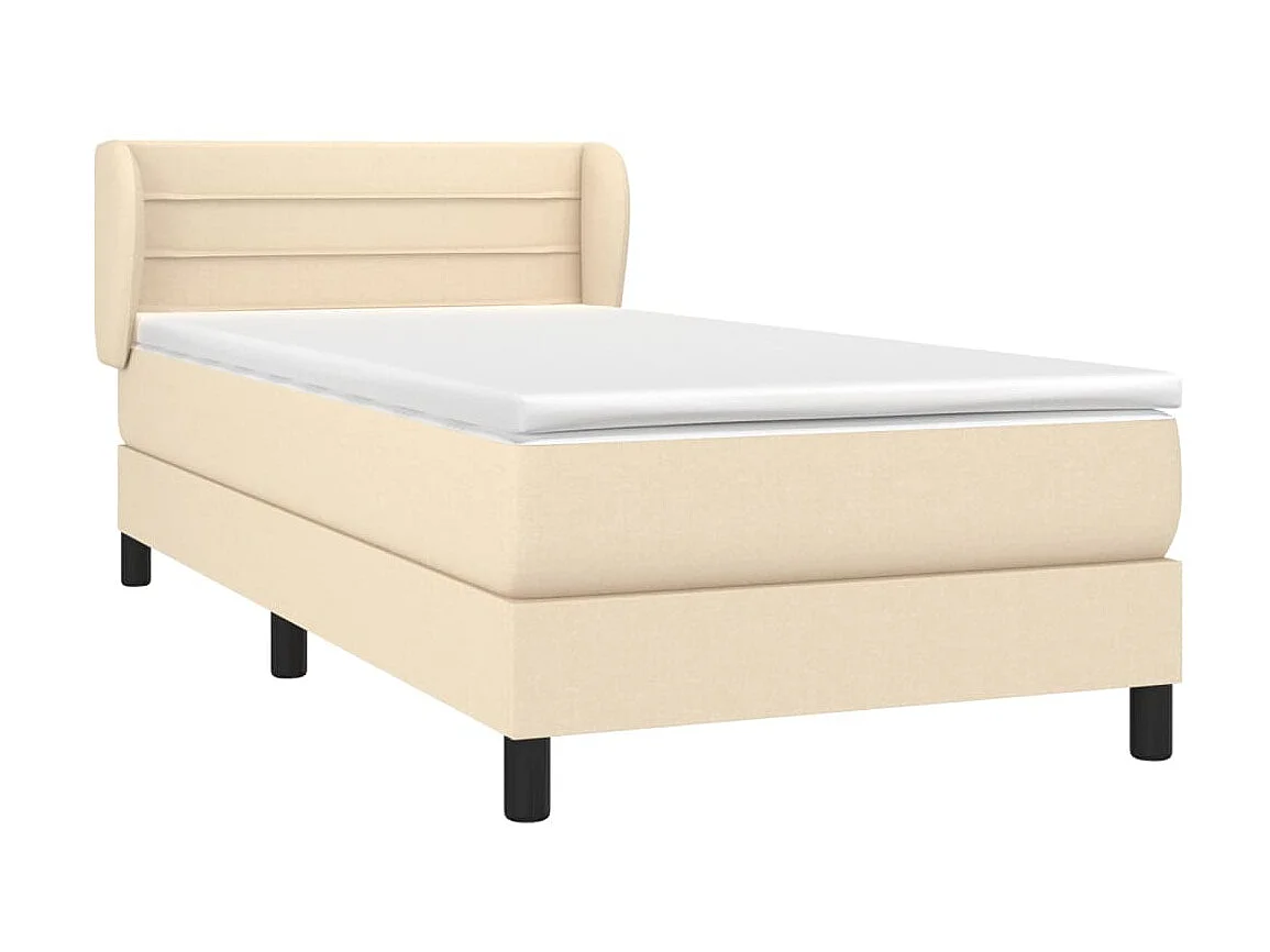 Ensemble complet boxspring - 100x200 cm + sommier tapissier + matelas Crème Tissu SRGW50989