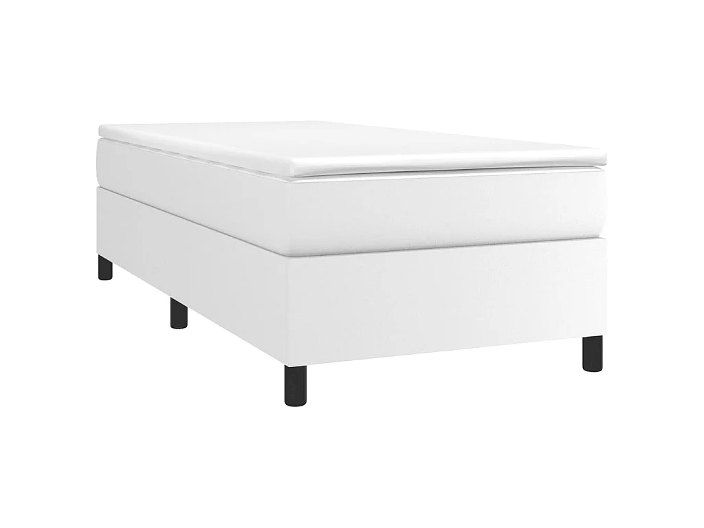 Ensemble complet boxspring - 90x200 cm + sommier tapissier + matelas Blanc Similicuir SRGW49530