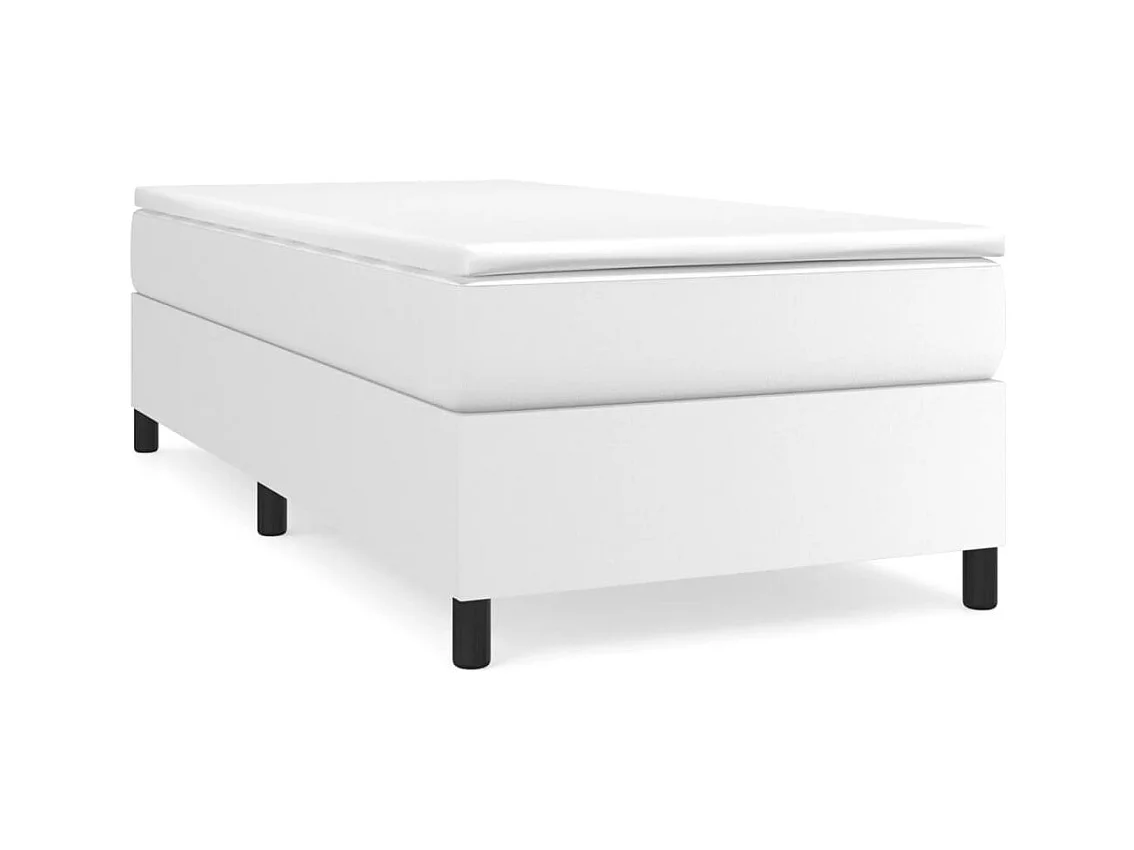 Ensemble complet boxspring - 90x200 cm + sommier tapissier + matelas Blanc Similicuir SRGW49530