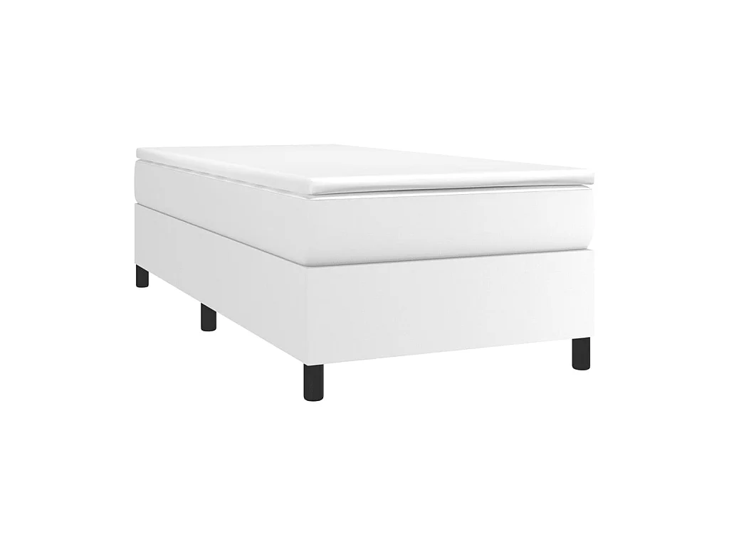 Ensemble complet boxspring - 90x200 cm + sommier tapissier + matelas Blanc Similicuir SRGW49530
