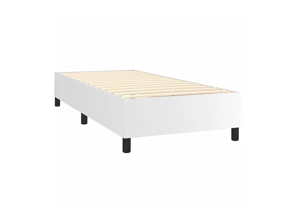 Ensemble complet boxspring - 90x200 cm + sommier tapissier + matelas Blanc Similicuir SRGW49530