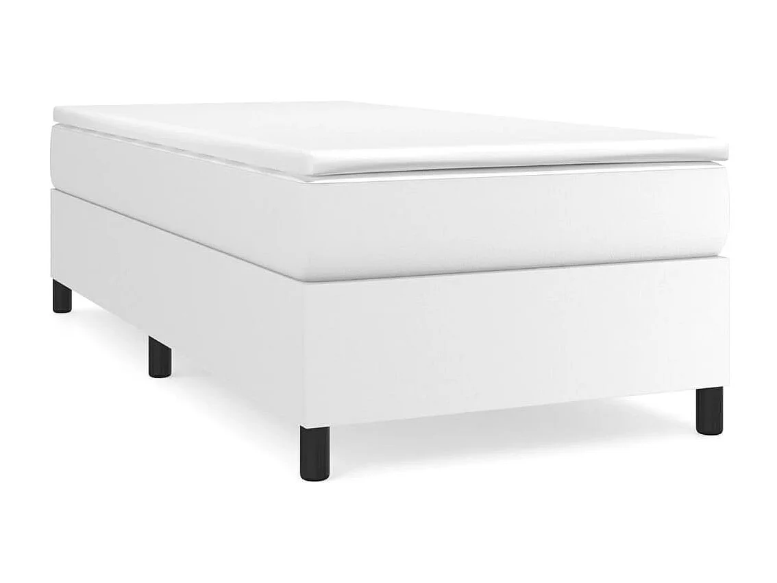 Ensemble complet boxspring - 90x200 cm + sommier tapissier + matelas Blanc Similicuir SRGW49530