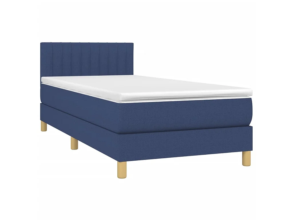Cama continental c/ colchão e LED 90x200 cm tecido azul PT135130