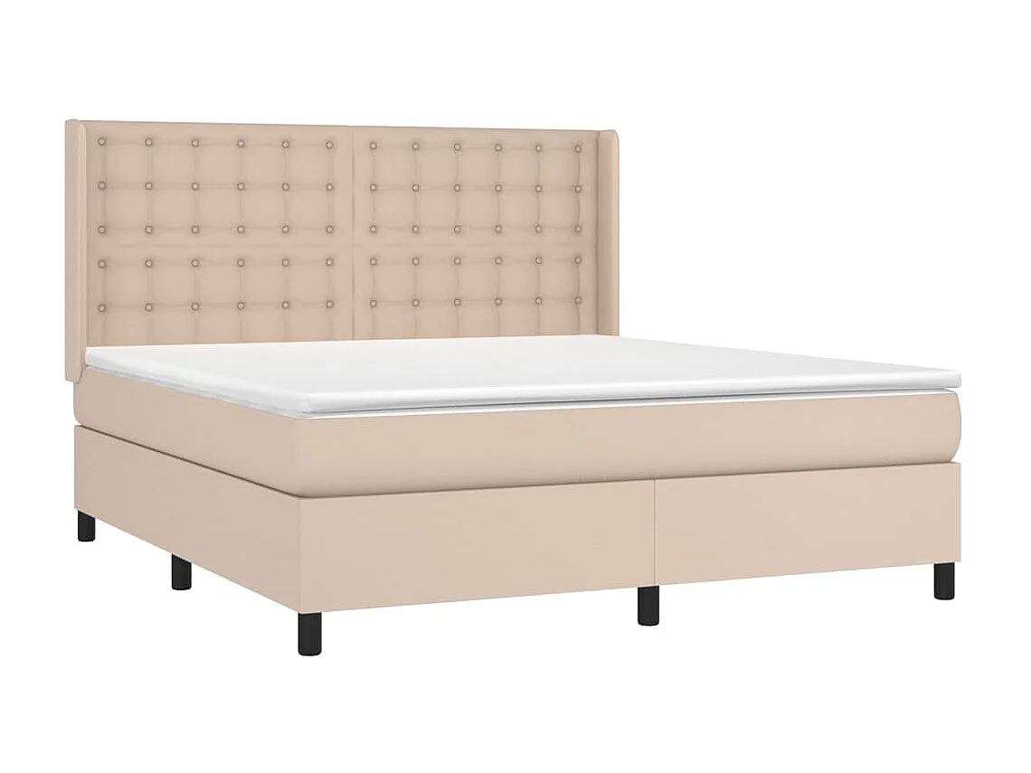 Ensemble complet boxspring - 160x200 cm + sommier à lattes de lit+ matelas LED Cappuccino SRGW42203
