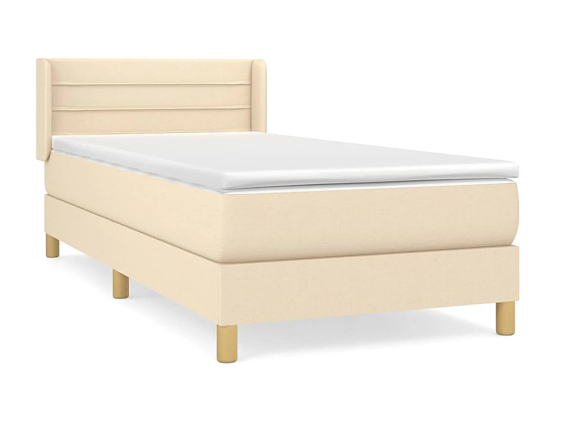 Cama continental com molas+ colchão 100x200 cm tecido cor creme PT296235