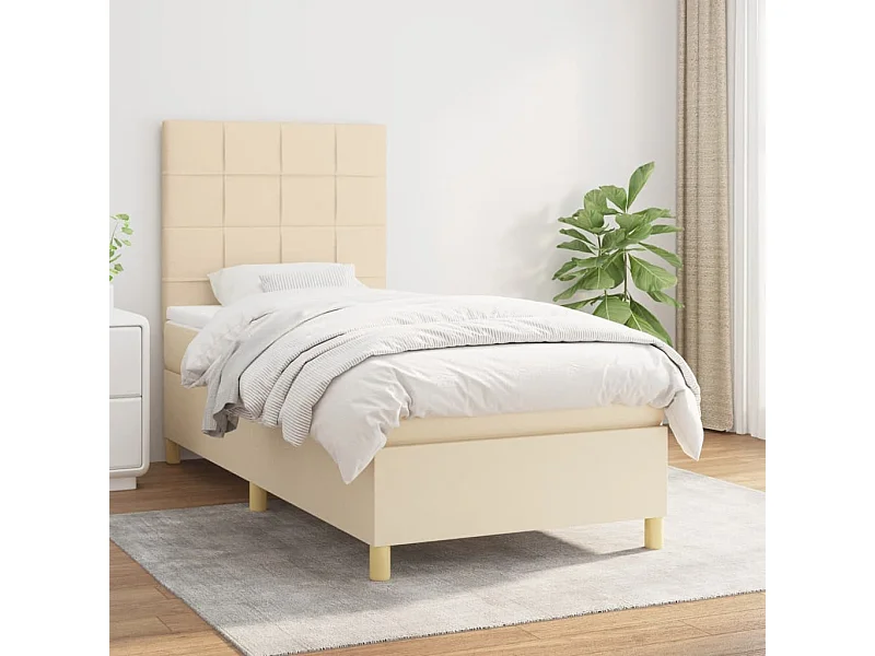 Cama continental com molas+ colchão 90x200 cm tecido cor crème PT361166