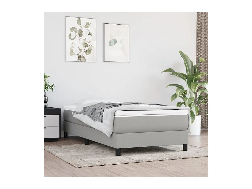 Ensemble complet boxspring - 100x200 cm + sommier tapissier + matelas Gris clair Tissu SRGW56391