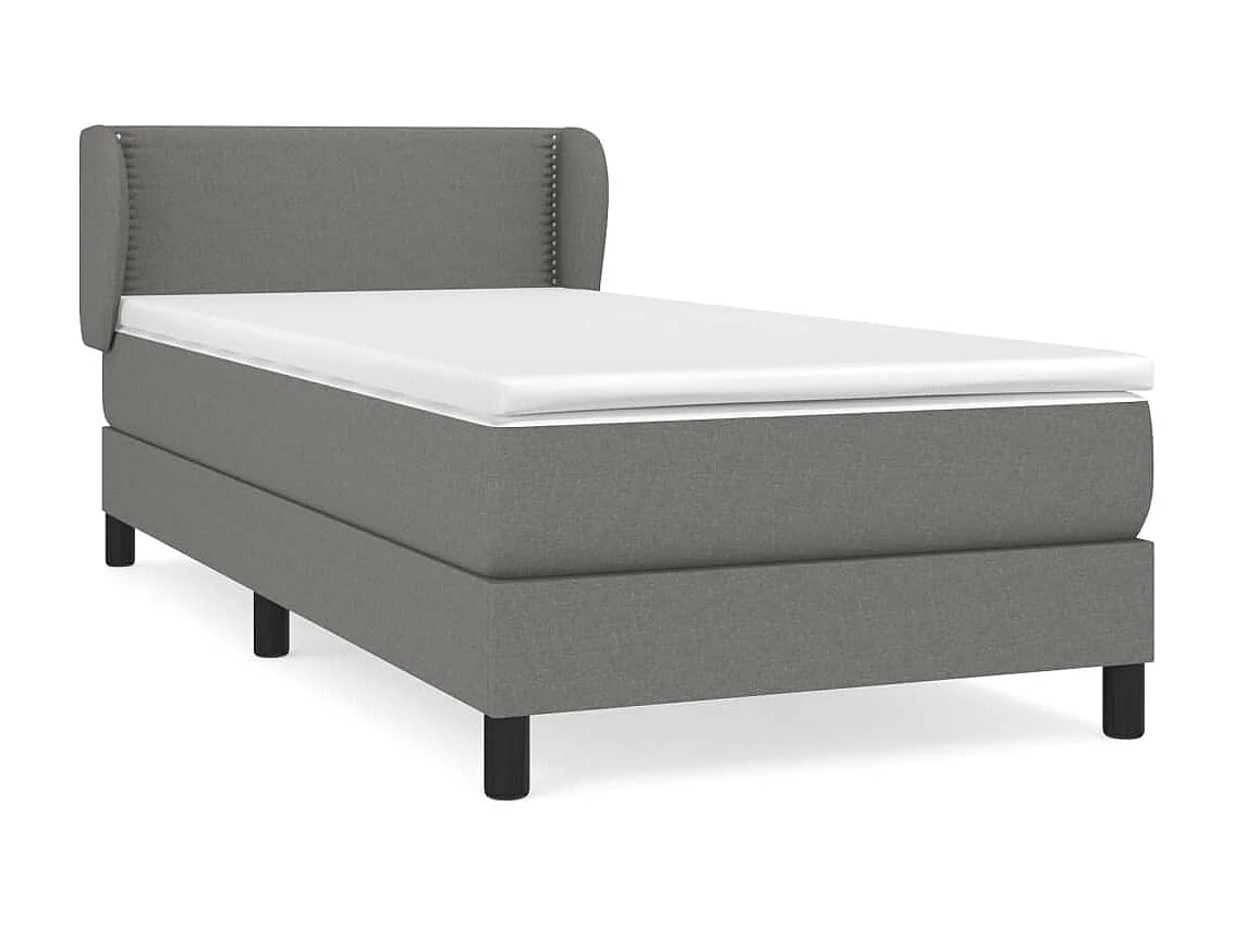 Ensemble complet boxspring - 90x190 cm + sommier tapissier + matelas Gris foncé Tissu SRGW22270