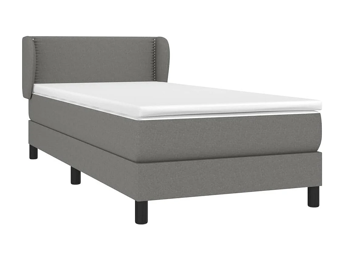 Ensemble complet boxspring - 90x190 cm + sommier tapissier + matelas Gris foncé Tissu SRGW22270