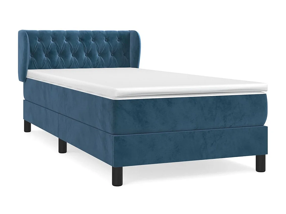 Boxspringbett mit Matratze,Bett für Schlafzimmer Dunkelblau 90x200 cm Samt -CFW10543