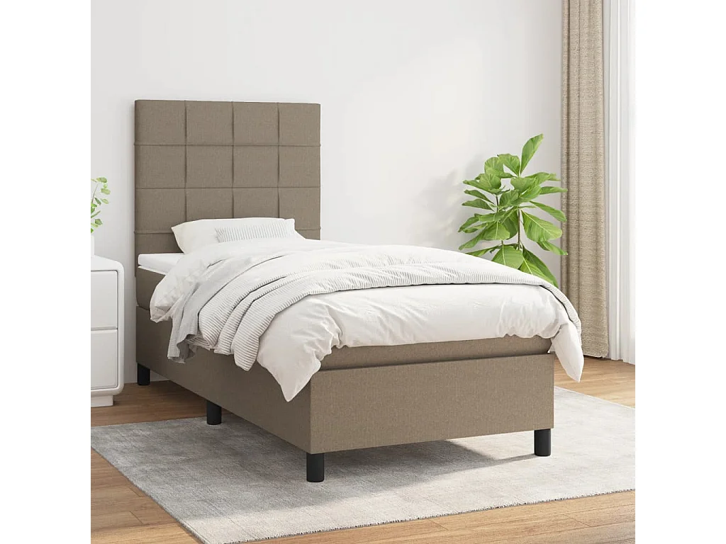 Boxspringbett mit Matratze,Bett für Schlafzimmer Taupe 90x200 cm Stoff -CFW84236