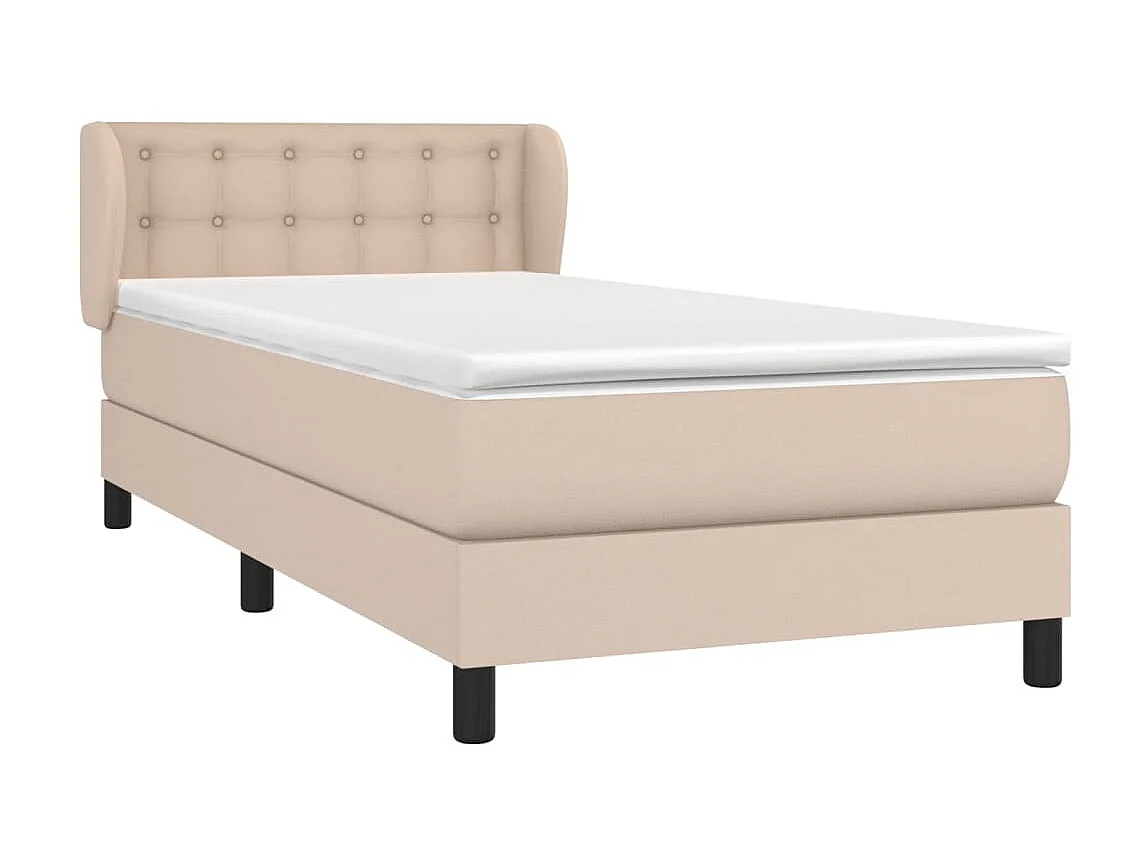 Conjunto Boxspring - 100x200 cm + Somieres + colchón cuero sintético capuchino ES41792