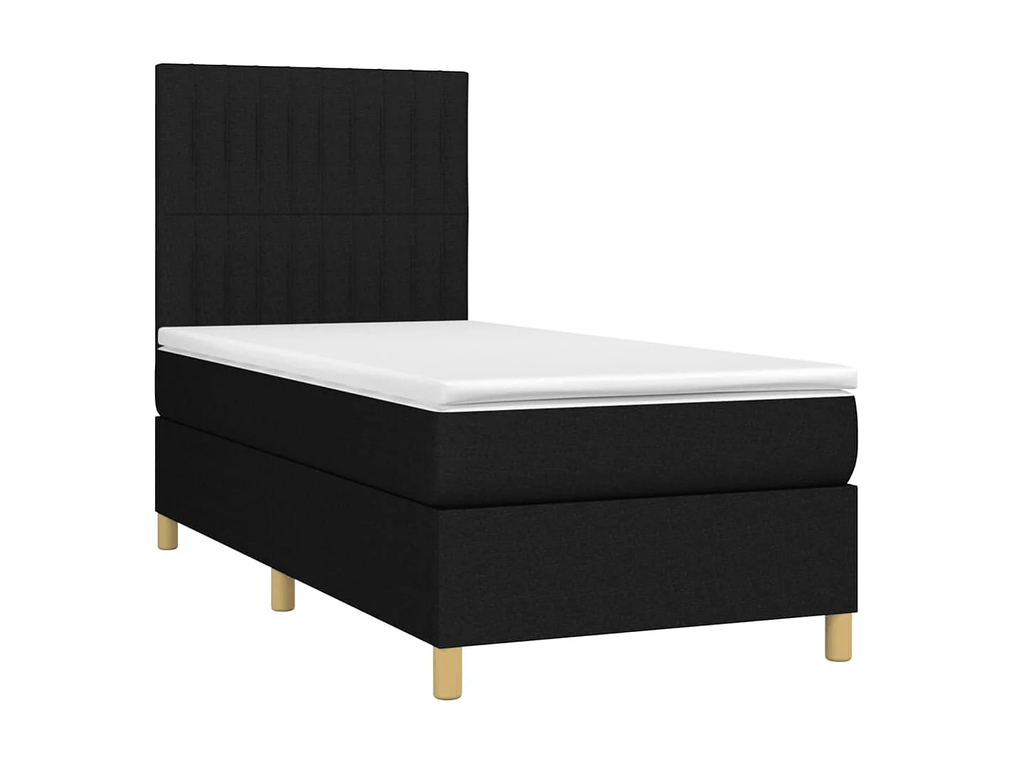 Ensemble complet boxspring - 90x200 cm + sommier tapissier + matelas Noir Tissu SRGW22698