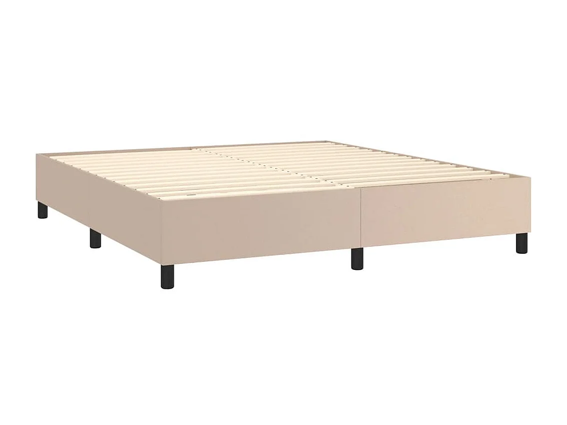 Ensemble complet boxspring - 160x200 cm + sommier à lattes de lit + matelas LED Cappuccino SRGW60841