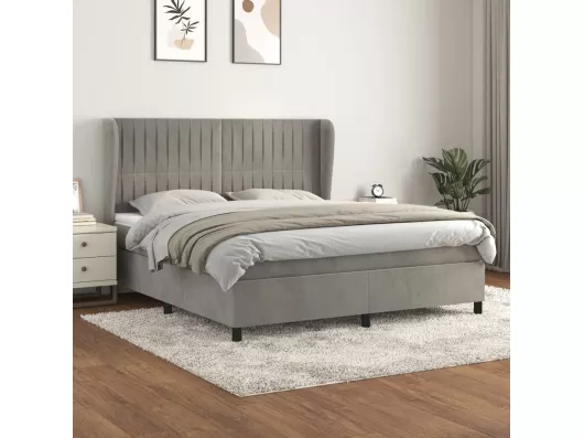 Kauf Unique Boxspringbett mit Matratze,Bett für Schlafzimmer Hellgrau 160x200 cm Samt -CFW93512