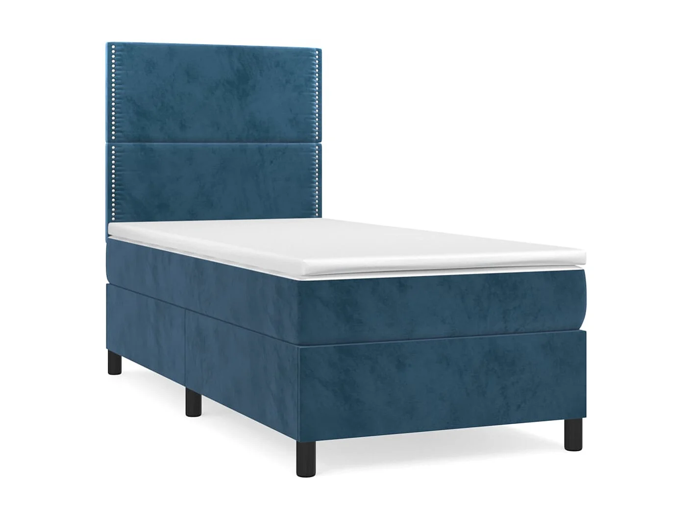 Conjunto Boxspring - 90x200 cm + Somieres + colchón terciopelo azul oscuro ES39765
