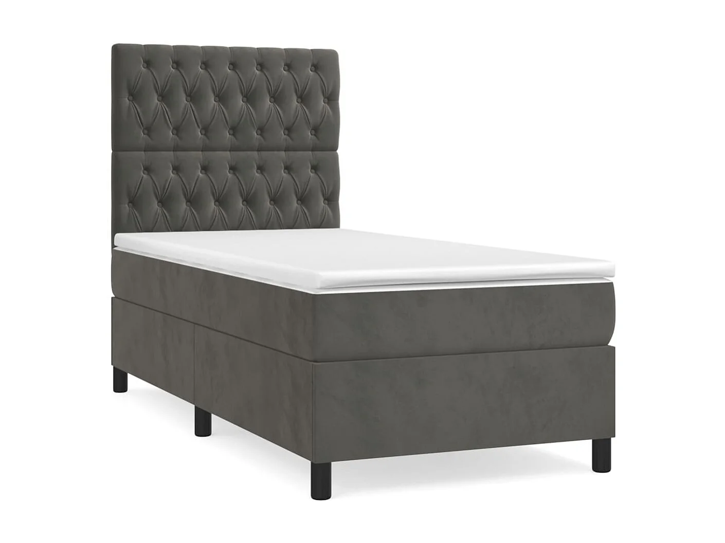 Conjunto Boxspring - 80x200 cm + Somieres + colchón terciopelo gris oscuro ES35572
