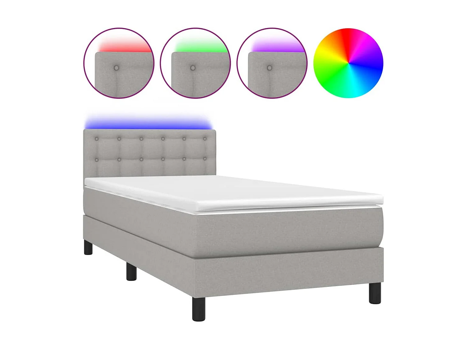 LED-Boxspringbett mit Matratze,Bett für Schlafzimmer Hellgrau 90x200 cm Stoff -CFW49253