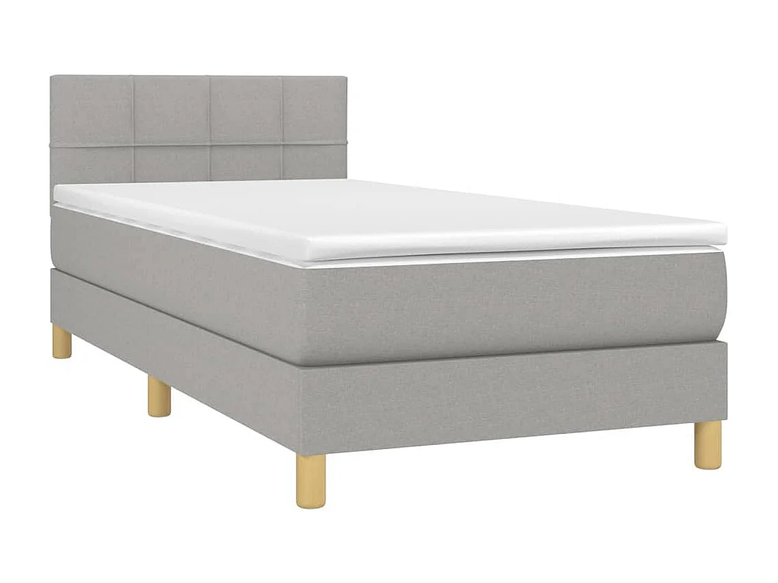 Ensemble complet boxspring - 100x200 cm + sommier tapissier + matelas Gris clair Tissu SRGW60578