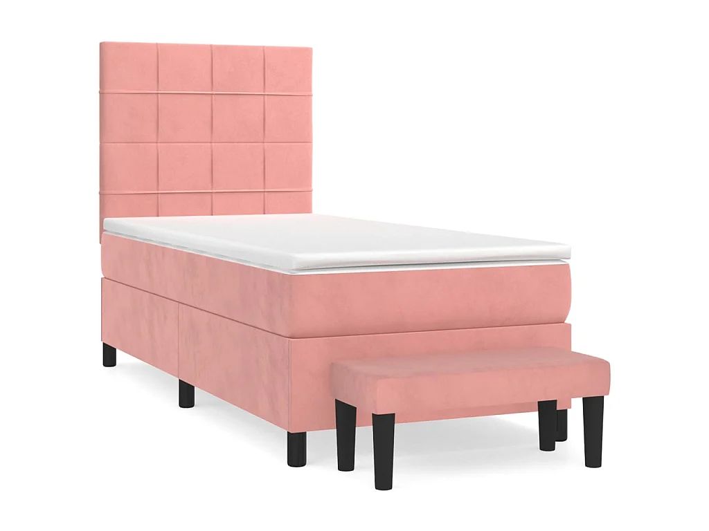 Boxspringbett mit Matratze,Bett für Schlafzimmer Rosa 90x190 cm Samt -CFW91092