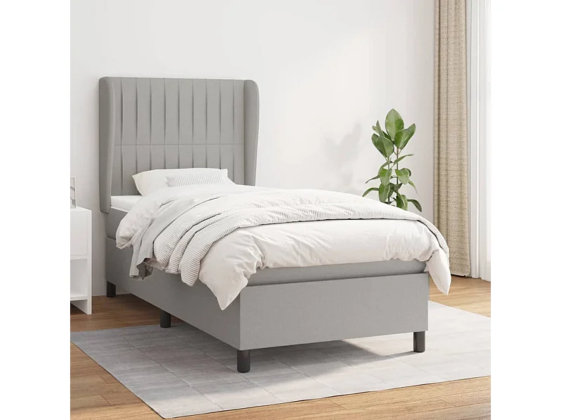 Conjunto Boxspring - 80x200 cm + Somieres + colchón tela gris claro ES36492