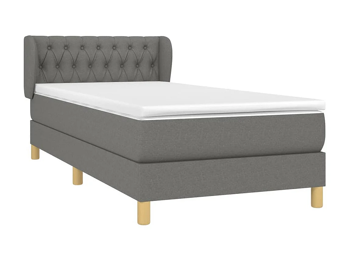 Conjunto Boxspring - 90x200 cm + Somieres + colchón tela gris oscuro ES37340