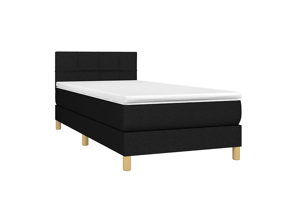 Cama continental c/ colchão e LED 90x190 cm tecido preto PT362430