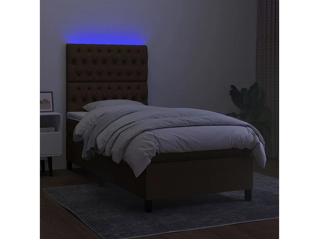 LED-Boxspringbett mit Matratze,Bett für Schlafzimmer Dunkelbraun 80x200 cm Stoff -CFW85563