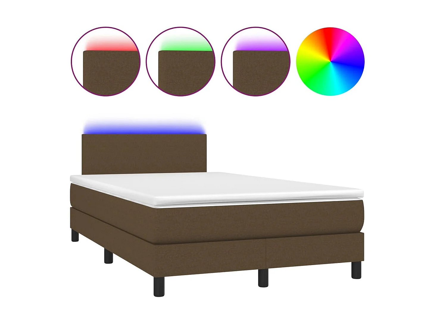 Ensemble complet boxspring - 120x200 cm + sommier à lattes de lit+ matelas + LED Marron foncé SRGW38990