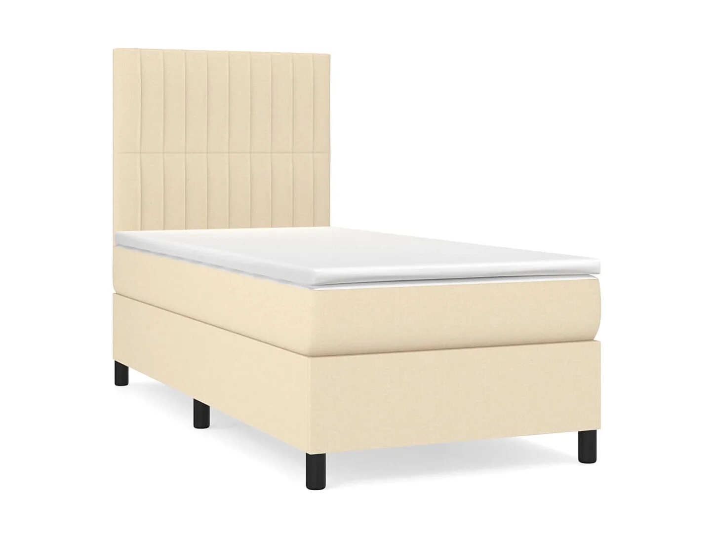 Ensemble complet boxspring - 100x200 cm + sommier tapissier + matelas Crème Tissu SRGW62571