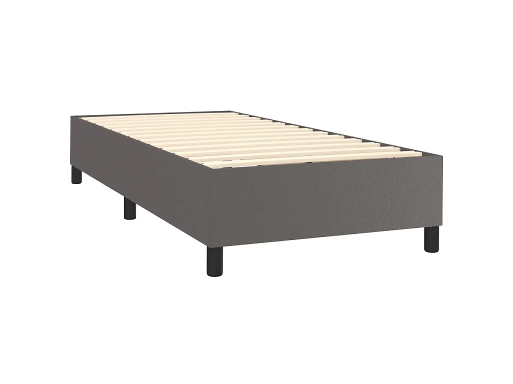 LED-Boxspringbett mit Matratze,Bett für Schlafzimmer Grau 90x190 cm Kunstleder -CFW35890