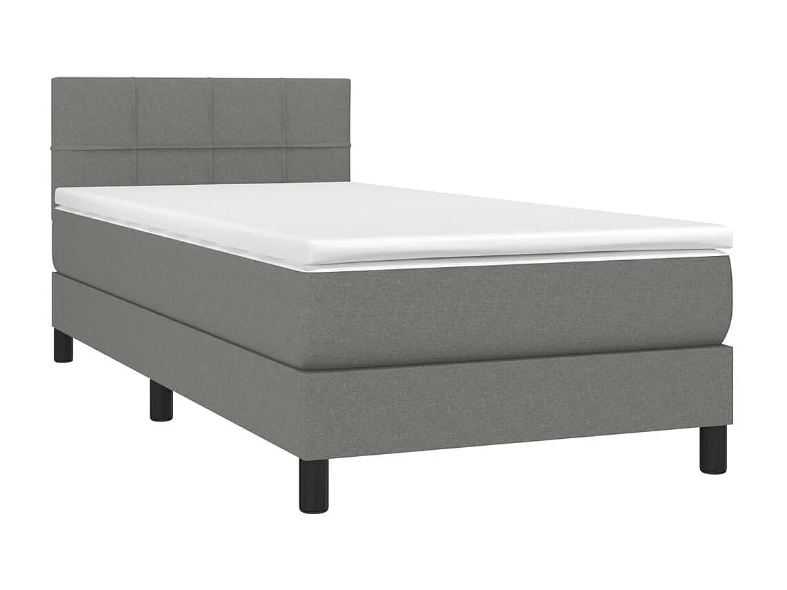Ensemble complet boxspring - 90x200 cm + sommier à lattes de lit + matelas + LED Gris foncé SRGW47797