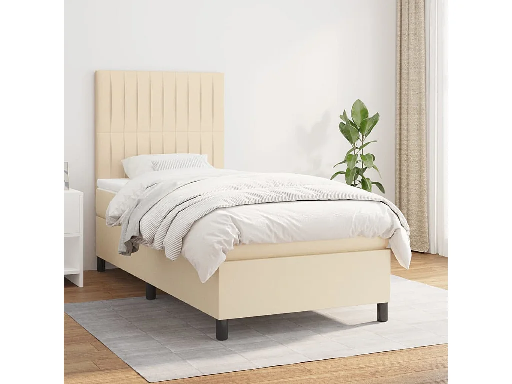 Cama continental com molas+ colchão 90x200 cm tecido cor crème PT705272