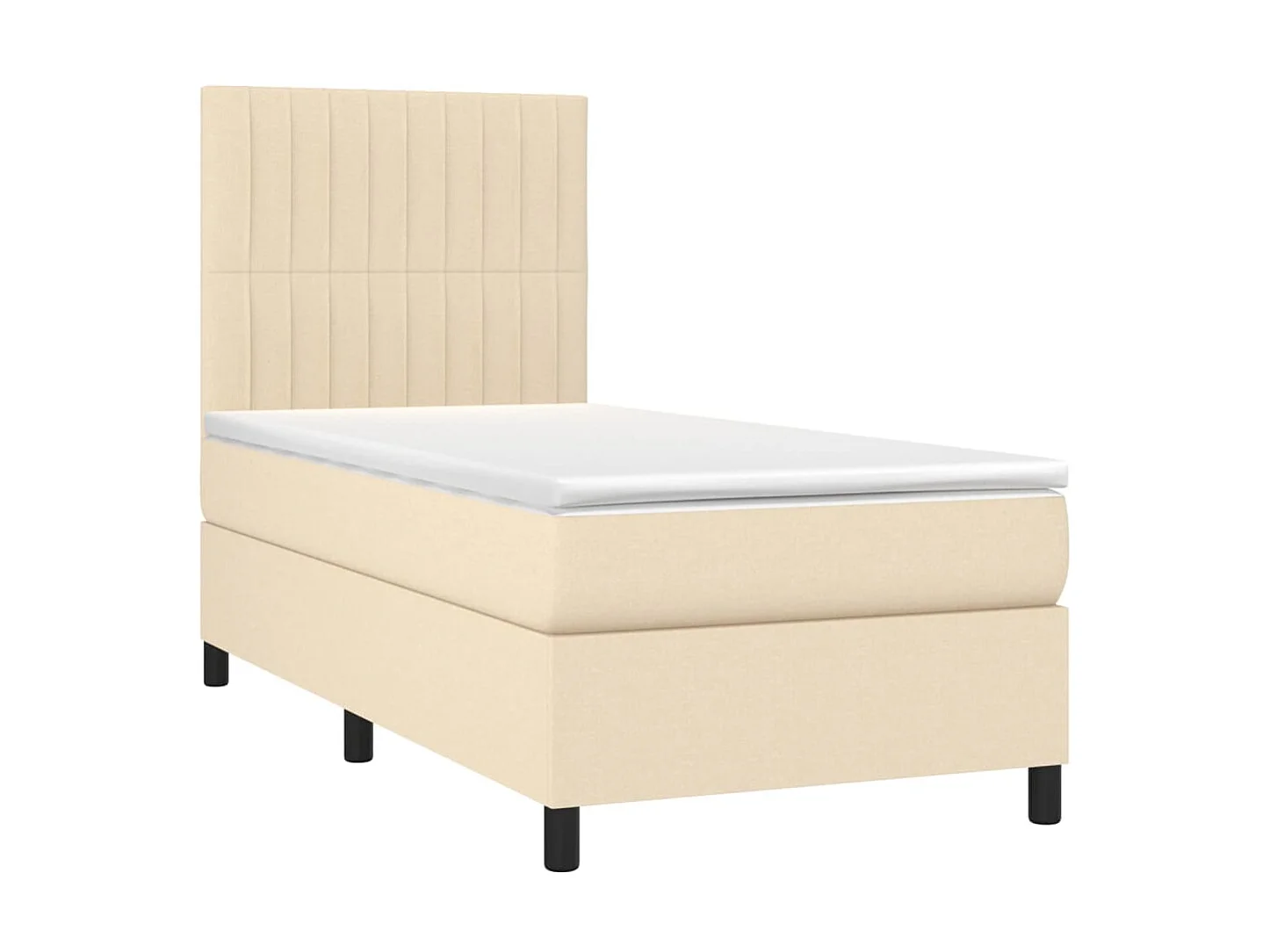Conjunto Boxspring - 90x200 cm + Somieres + colchón tela color crema ES40204