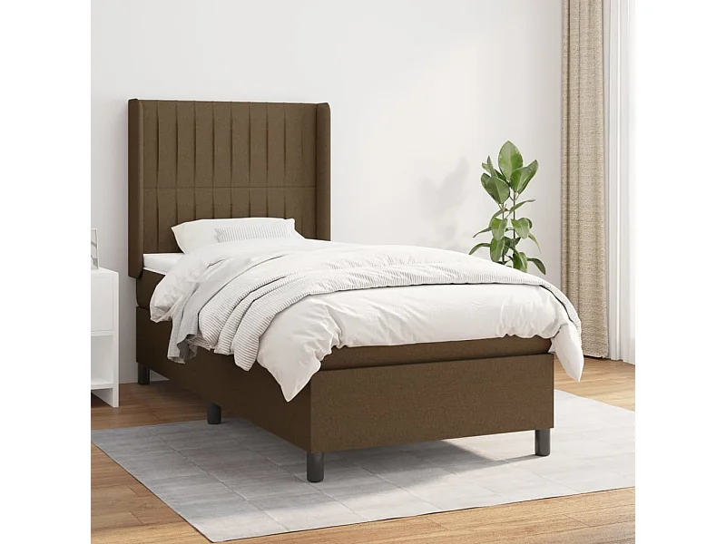 Boxspringbett mit Matratze,Bett für Schlafzimmer Dunkelbraun 90x200 cm Stoff -CFW16882