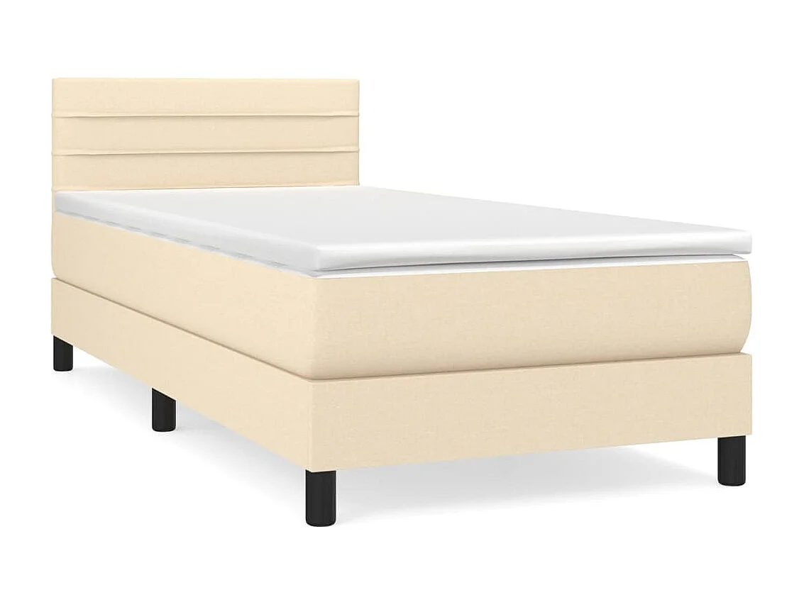 Ensemble complet boxspring - 100x200 cm + sommier tapissier + matelas Crème Tissu SRGW82428